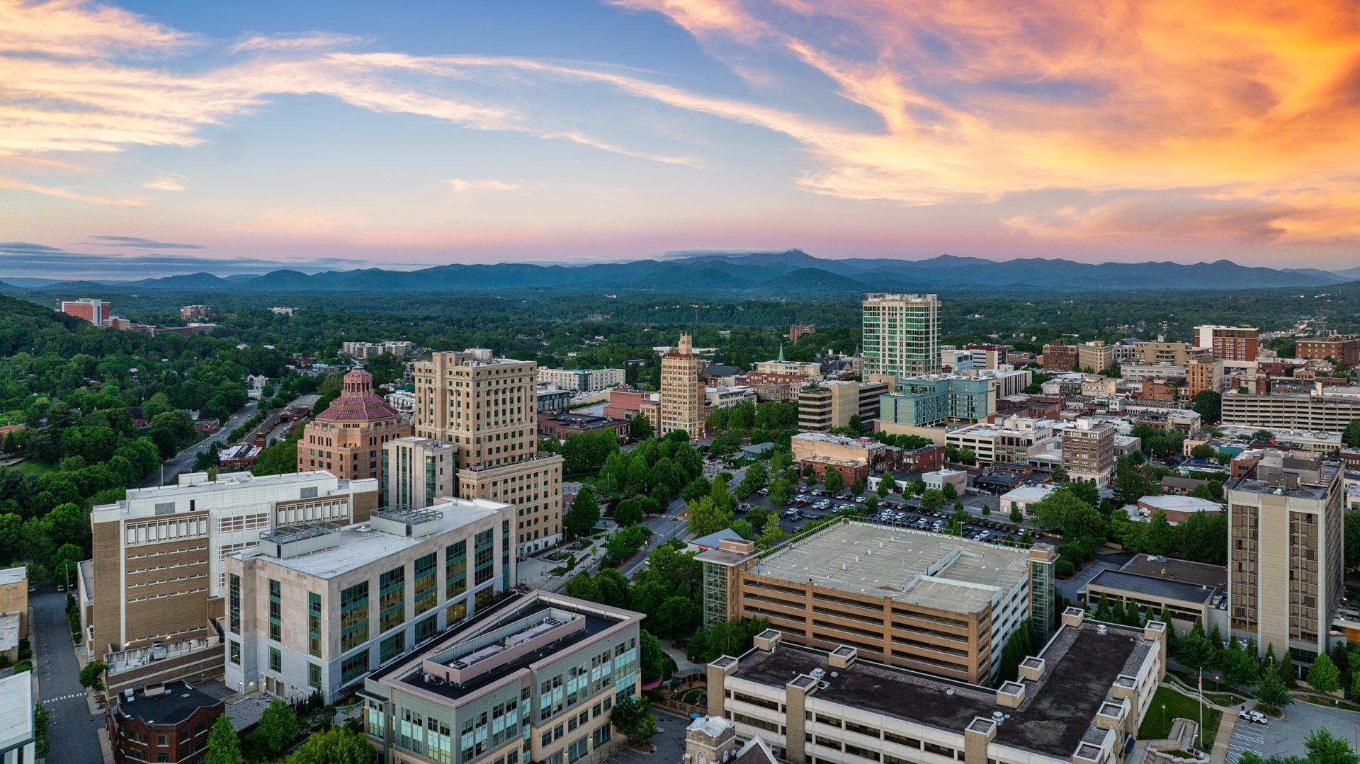 Aerial view of downtown Asheville