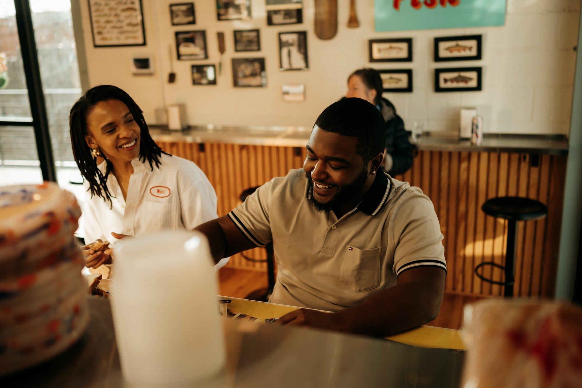 Black couple at Good Hot Fish Asheville 