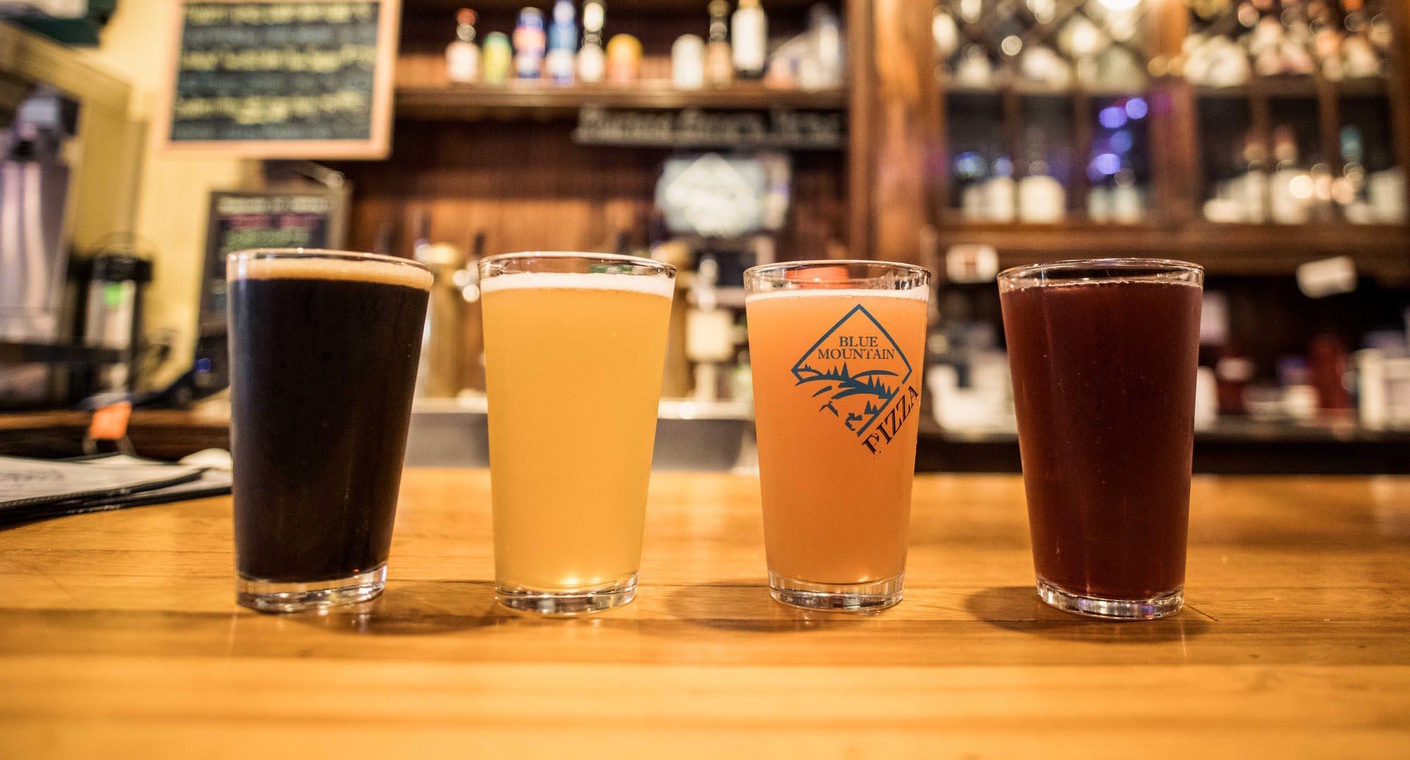 Beer flight on table Weaverville