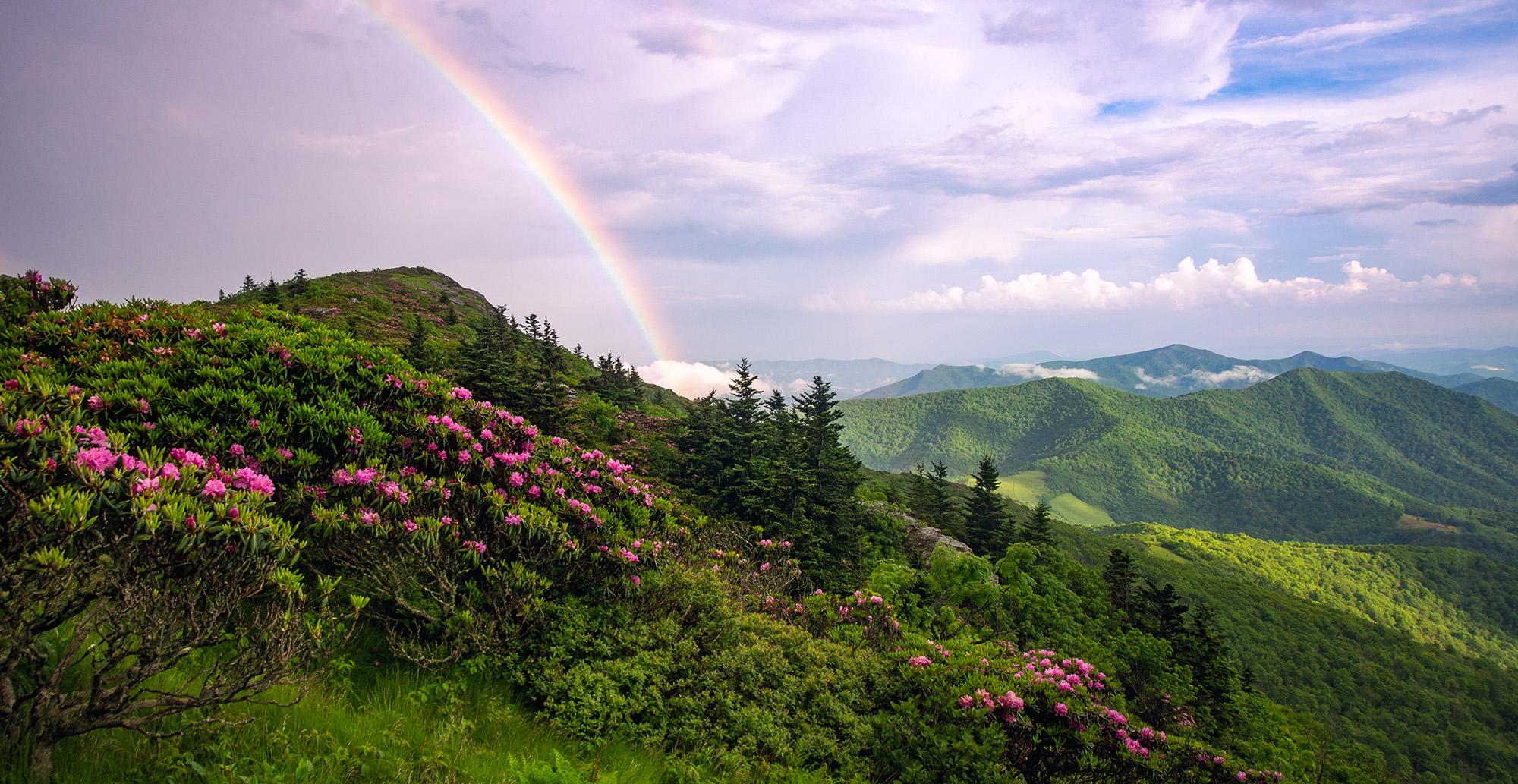 Rainbow over mountains