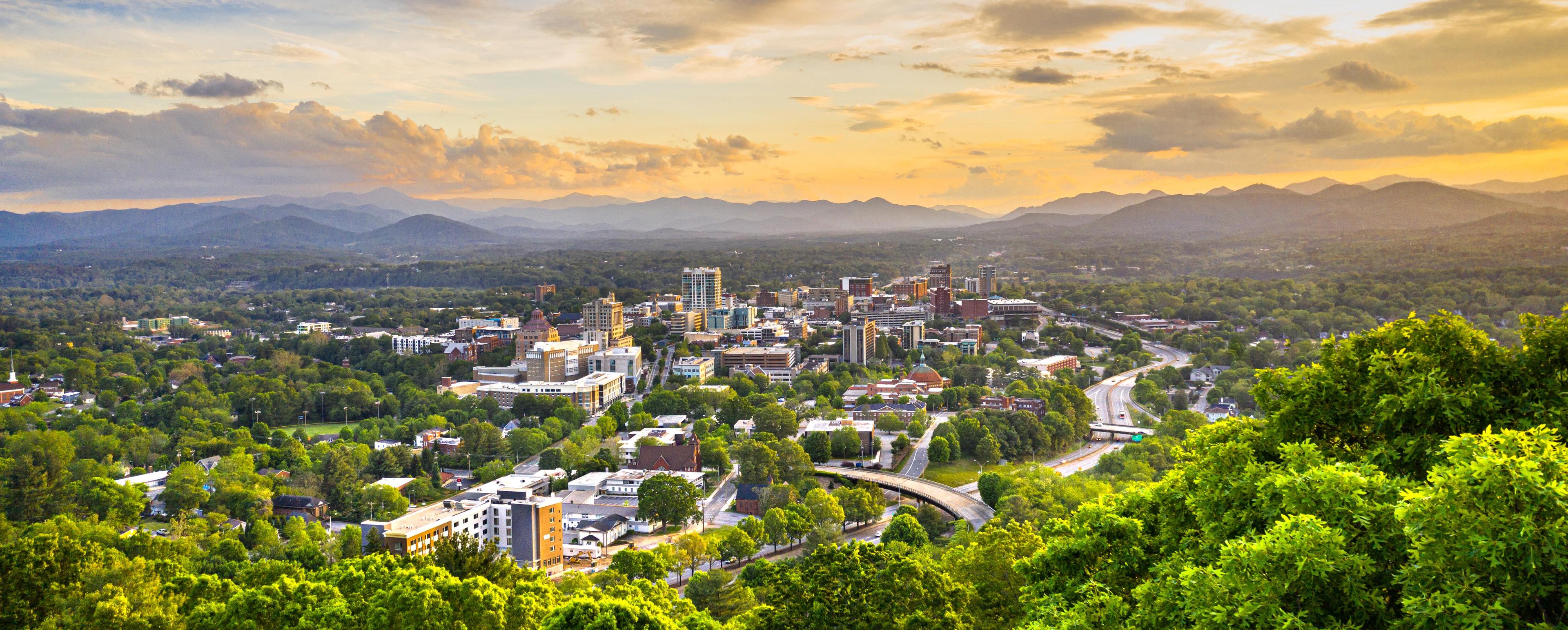 Aerial view of Asheville