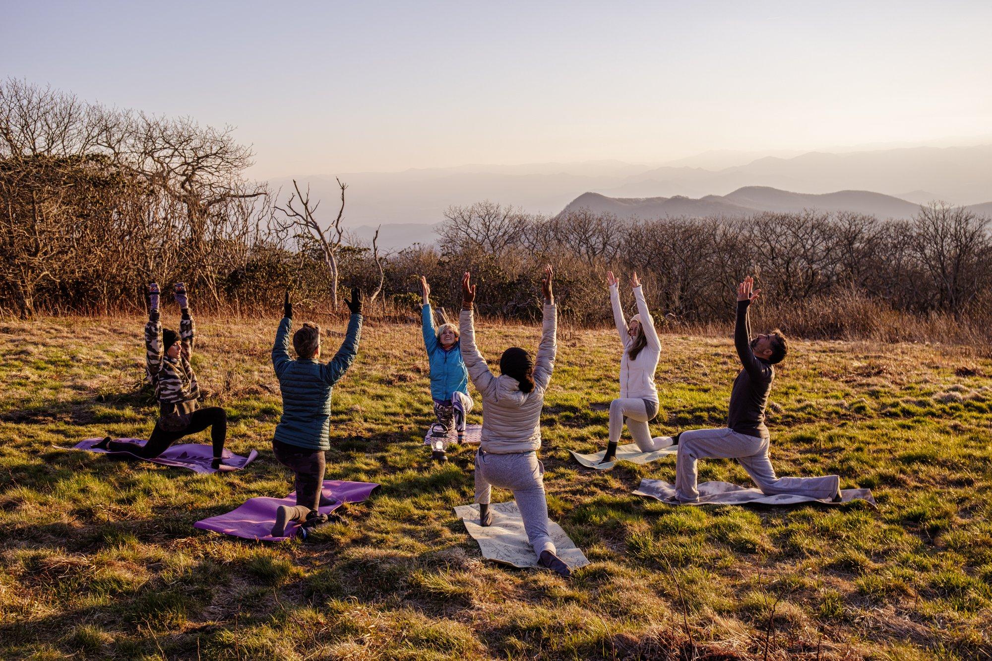 Group yoga with Asheville Wellness Tours